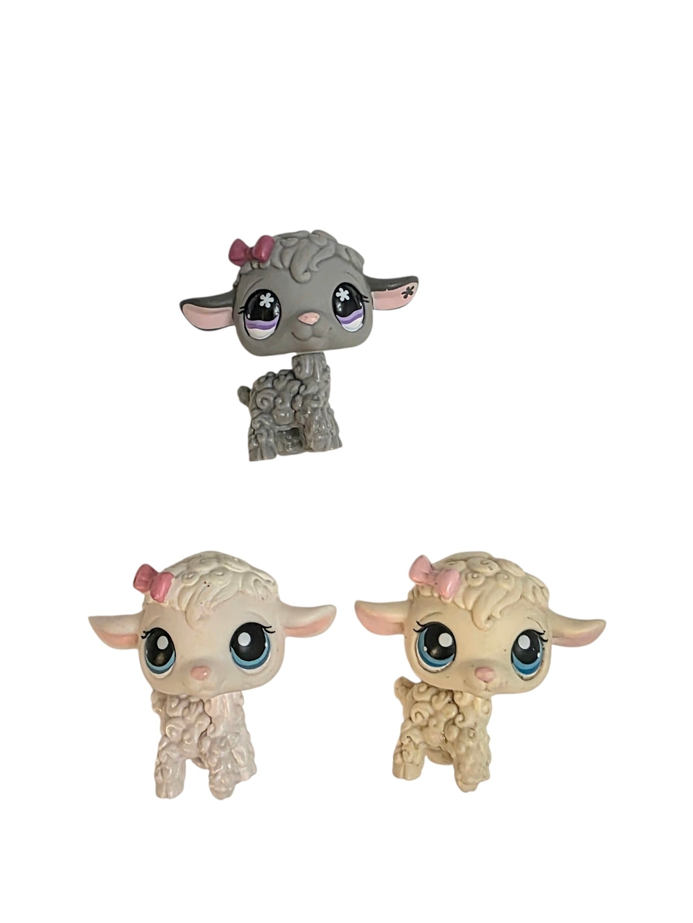 Littlest Pet Shop LPS Lot Of 3 Lambs #477 #396 #186 Gray Cream White Sheep Toys